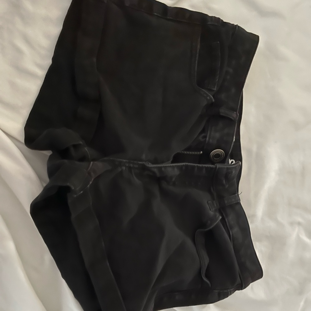 Black denim shorts